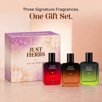 Just Herbs Pure Fragrances Refreshing & Energising Trio Perfume Set of 3 - 50ML Eau de Parfum - 150 ml For Men & Women