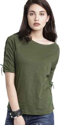 Roadster Solid Women Boat Neck Dark 