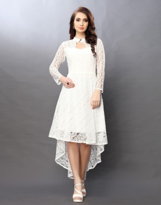 womens white high low dress