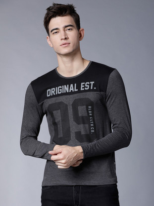 HIGHLANDER Printed Men Round Neck Black 