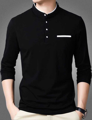 chinese collar shirt black