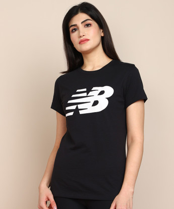 New Balance Printed Women Round Neck Black T-Shirt - Buy New Balance  Printed Women Round Neck Black T-Shirt Online at Best Prices in India |  Flipkart.com