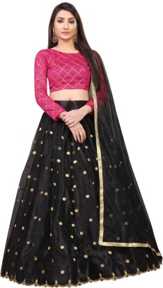 pink and black combination lehenga