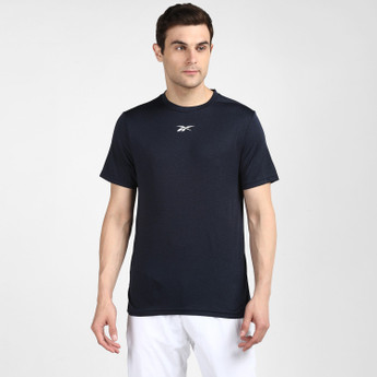 REEBOK Solid Men Round Neck Blue T-Shirt - Buy REEBOK Solid Men Round Neck  Blue T-Shirt Online at Best Prices in India | Flipkart.com