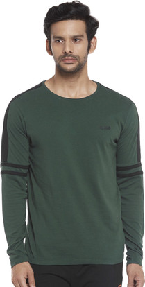 Men Round Neck Green T-Shirt 