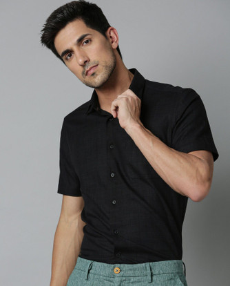 Lee Cross Men Solid Casual Black Shirt 