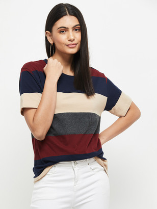 Harpa Basics Striped Women Round Neck Yellow T-Shirt Buy Harpa