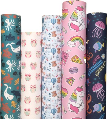 Aakar, Pack of 5, Gift Wrapping Paper Sheet, Gift Paper, Gift Wrap Roll,  Gift Papers Sheets, Gift Wrapping Paper for Kids (Floral) : : Home  & Kitchen