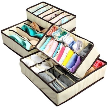 Gadget Bucket 5 Drawer Organisers Foldable Fabric Box Underwear Socks Ties  Bra Drawer Organiser Storage Box with Three Drawers Drawer Divider Price in  India - Buy Gadget Bucket 5 Drawer Organisers Foldable