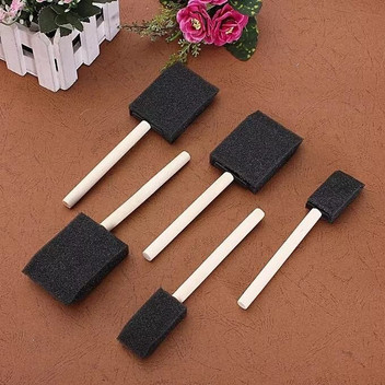 5 PCS 1" Foam Paint Brushes, Reusable Wood Handle Sponge Brushes For