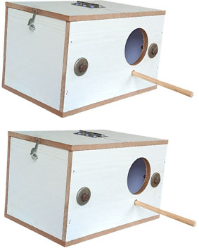 4 Pack Bird Breeding Nest Boxes With Barbed Wire Partitions - Canary Parrot Hatching Shelter Cages