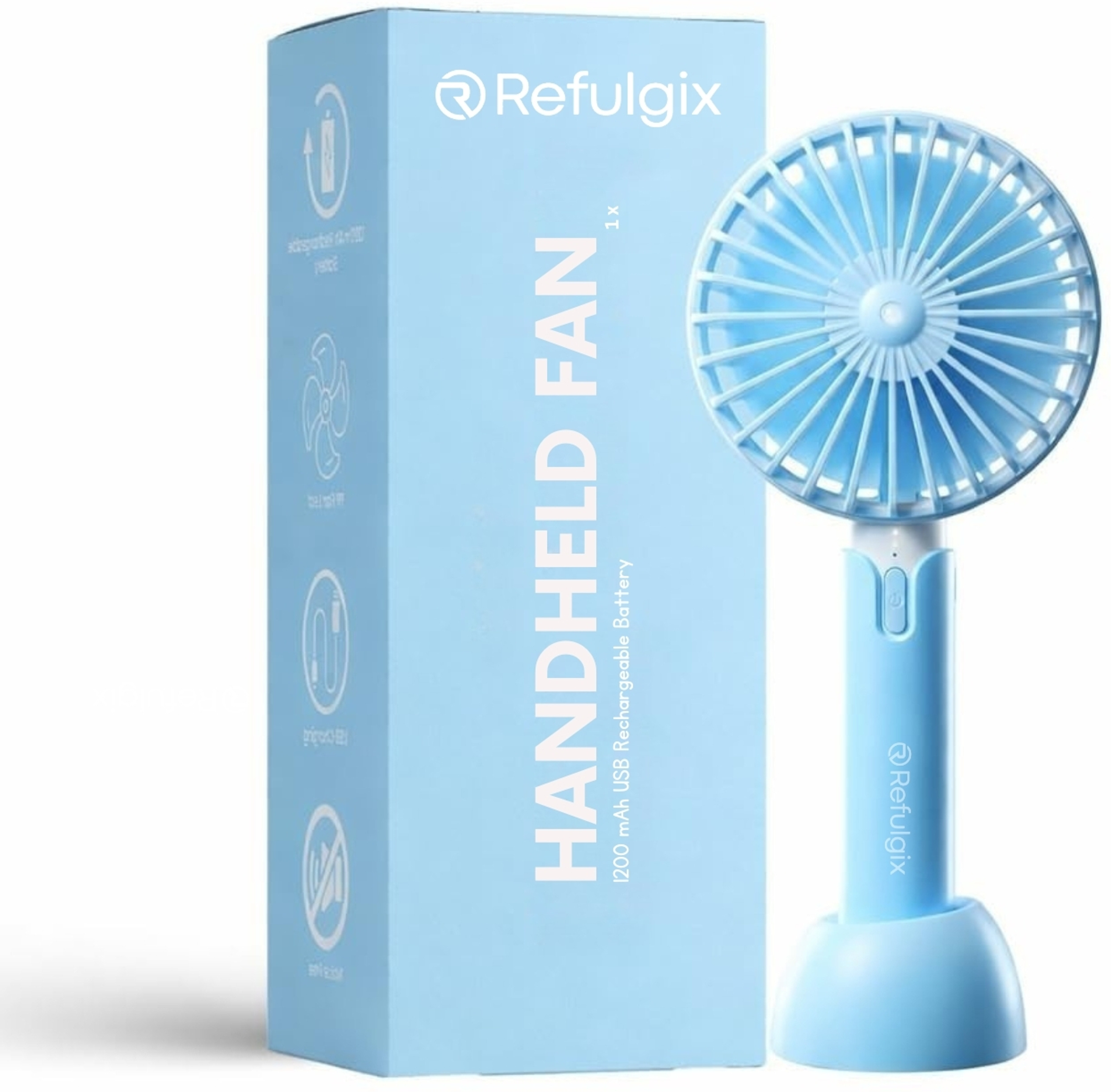 Refulgix USB Rechargeable Mini Portable Hand Fan With Noise Cancelling Design 1200Amh Battery Operated Personal Fan for Women, Makeup, Office, Travel, USB Fan