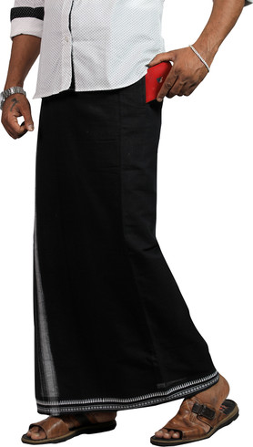 Buy PRAKASAM COTTON   Men's Art Silk Self Embossed Design Ready To Wear Panjakajam Pocket Cream Dhoti And Towel Set (AS RTW SELF CREAM 003) At