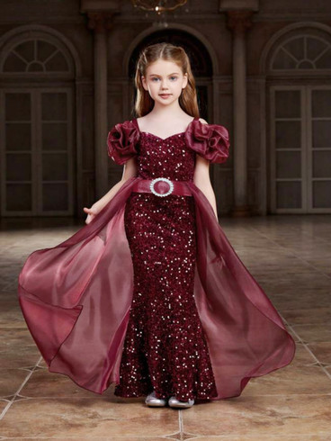 Lace Children's Style Clothing Girl Elegant Green Floral Applique One  Side Cut Shoulder Stylish Long Dress At  850/piece In Mumbai
