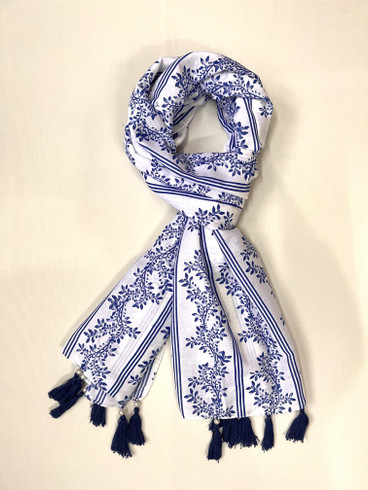小物 COTTON STOLE - BLUE Blue handloom cotton stole – the good loom