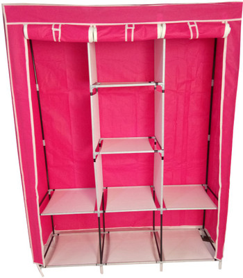 GALLAXY Cotton Collapsible Wardrobe (Finish Color - pink, DIY(Do-It-Yourself))