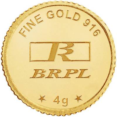 Bangalore Refinery 4g 916 Coin_BRPL 22 K 4 g Gold Coin