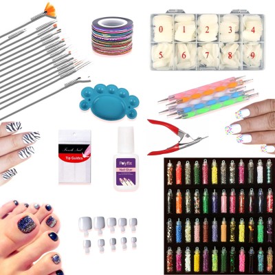BeautyQua Professional Nail art Combo Kit includes 1 Poly gel Tube (30 ml)  1 Dual Head Tool, 12 Wooden pusher sticks, 2 Clips, 1 Nail Cleaning Brush,  100 Tips unbreakable Poly gel