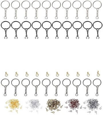DIY Crafts 5 Sets 20 Pcs - 50 Sets Keychain Rings for Crafts, Key Rings  with Chains, Jump Rings & Screw Eye Pins for Jewelry Findings Making  Handbag Keychain (10 Sets 40