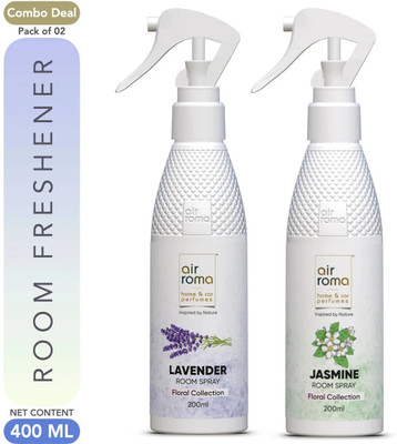 Airroma Jasmine, Lavender Spray Long-lasting Odour Eliminator for Home, Hotel Rooms, Toilet & Office Use (2 x 200 ml)