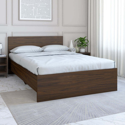 Nilkamal Arthur Engineered Wood Double Bed, 197 cm x 126.6 cm (6.46 ft x 4.15 ft) (Finish Color - Brown, Delivery Condition - Knock Down)