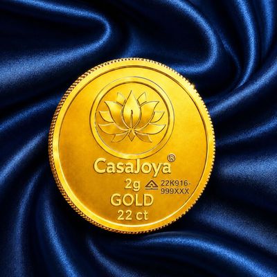 CASAJOYA 22 Karat Gold Coin 2 Gram BIS Hallmarked 22 (916.7) K 2 g Gold