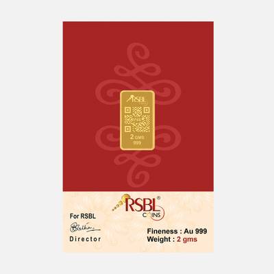 RSBL RSBL-9992A 24 (999) K 2 g Yellow Gold Bar