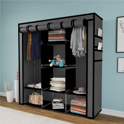 MS MODSTYLE PP Collapsible Wardrobe (Finish Color - Grey, DIY(Do-It-Yourself))