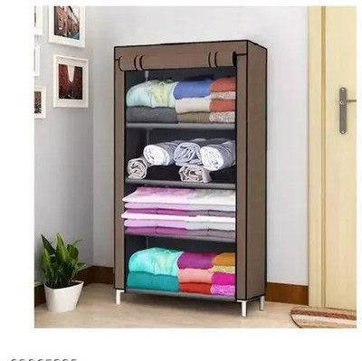 Dewberries Carbon Steel Collapsible Wardrobe (Finish Color - BROWN, DIY(Do-It-Yourself))