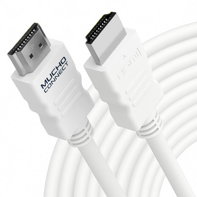 Muchoconnect HDMI Cable 3 m 60Hz hdmi cable tv 4k hdmi cable 3 mtr with Nickel Plated Durable hdmi to hdmi cable (Compatible with Laptop, Computer, Gaming Console, TV, Camera, Projector, White, One Cable)
