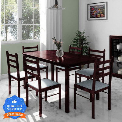 Steel dining table set sales 6 seater price