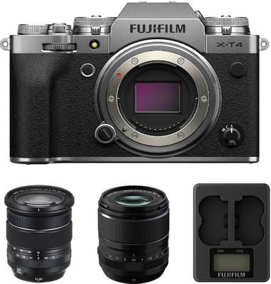 FUJIFILM Mirrorless X-T4 Mirrorless Camera Body with XF16-80mm and XF33mm F1.4 R LM WR lens and BC-W23