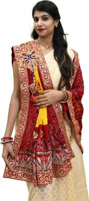 Georgette Printed Red, Yellow Women Dupatta