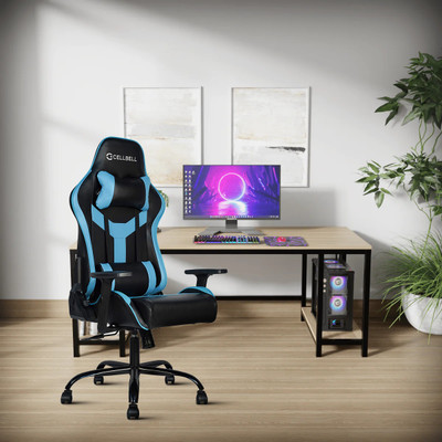 CELLBELL Transformer Lite Ergonomic High Back Racing, 1D Armrest Tilt Mechanism, Leather Reclining Office. Gaming Chair (Blue)