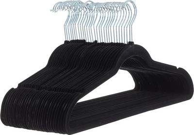 XBEY Black Pack of 10 Hangers Great Selection of Heavy Stainless Steel Cloth Hanger Steel Shirt Pack of 10 Hangers For Shirt (Black)
