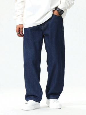 DENIM LOOK Men Loose Fit Mid Rise Dark Blue Jeans