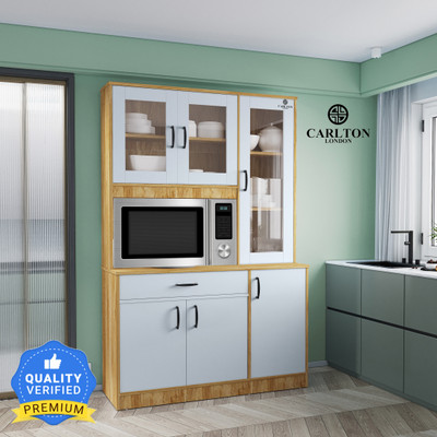CARLTON LONDON Fieri Engineered Wood Kitchen Cabinet (Finish Color - Melamine Teak & White, Knock Down)