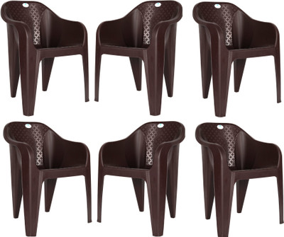 HOMIBOSS Plastic chair outdoor & Living room, home, Chairs set of 6 Pieces Plastic Outdoor Chair (Brown, Set of 6, Pre-assembled)
