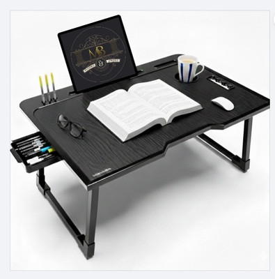 MAKD Wood Portable Laptop Table (Finish Color - BLACK, Pre Assembled)