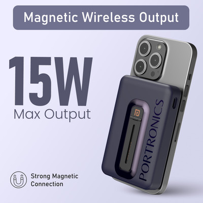 Portronics 10000 mAh 20 W Wired & Wireless With MagSafe Compact Pocket Size Power Bank Price in India - Buy Portronics 10000 mAh 20 W Wired