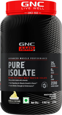 GNC AMP Pure Isolate Zero Carb | 25g Protein | 6g BCAA | Vanilla Custard | 2 lbs Whey Protein Price in India - Buy GNC AMP Pure Isolate Zero