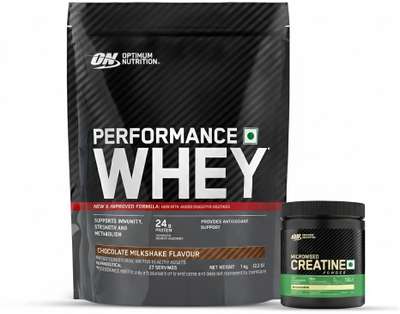 Optimum Nutrition (ON) Gold standard 100% Protein Powder 1.7 Kg + Creatine (100g, Unflavored) Whey Protein Price in India - Buy Optimum Nutr