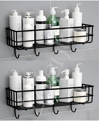 Zolento Zolento GI Self-Adhesive Wall Shelves for Bathroom Organizer/ Storage/ Rack Iron Wall Shelf (Number of Shelves - 1, Black)