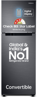 Samsung 236 L Frost Free Double Door 3 Star Convertible Refrigerator with Digital Inverter and Display (Black DOI, RT28C3733B1/HL)