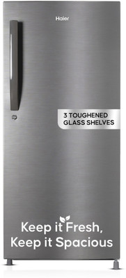 Haier 190 L Direct Cool Single Door 4 Star Refrigerator with Toughned Glass ShelfLarge Vegetable Box (DAZZLE STEEL, HED-204DS-P)