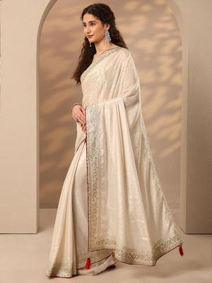 LIBAS Embellished Daily Wear Silk Blend Saree