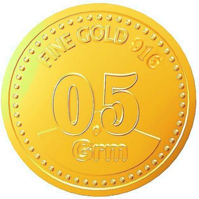 Euphoria Jewellery shopsy_0.5-916 22 (916.7) K 0.5 g Gold Coin