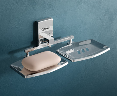 GRIVAN Premium SS Dual Soap Holder/Stand for Bathroom Soap Case - Bathroom Accessories (Silver)