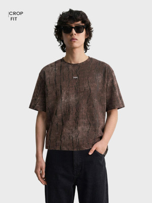 The Indian Garage Co. Men Self Design Round Neck Cotton Blend Bro