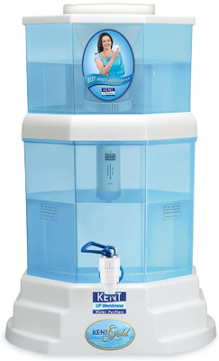 KENT Gold 20 L Gravity Based + UF Water Purifier Water Purifier | UF Technology Based | Non-Electric & Chemical Free | Counter Top | 20L Storage | (White & Blue)